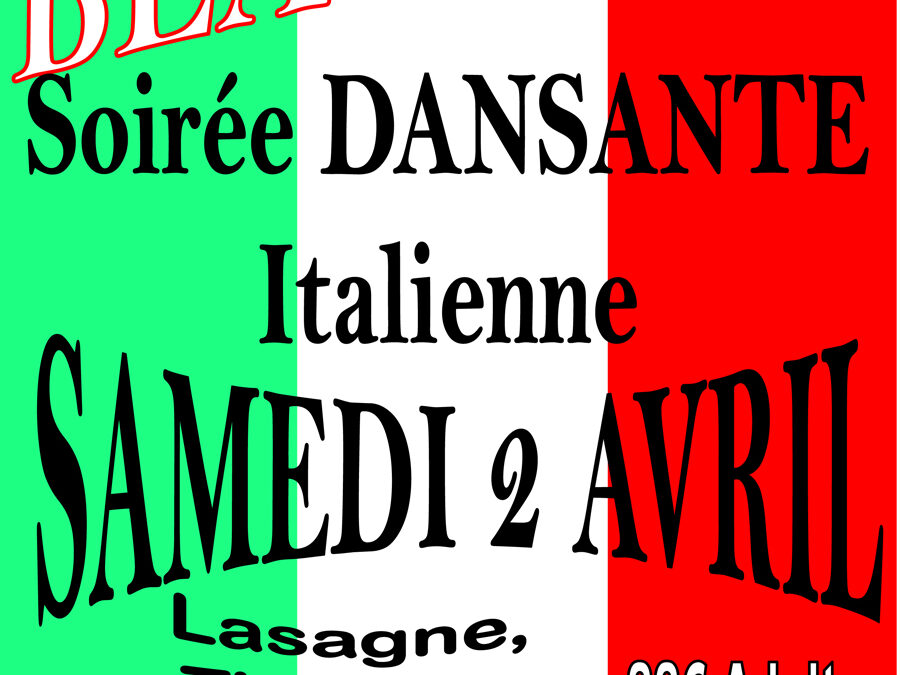 02 Avril 2022 – Soirée dansante Italienne
