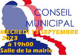 Conseil Municipal MERCREDI 13 septembre 2023  à 19h