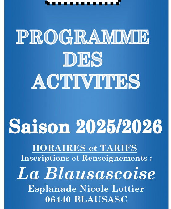 PROGRAMME ACTIVITES DE LA BLAUSASCOISE 2025 2026